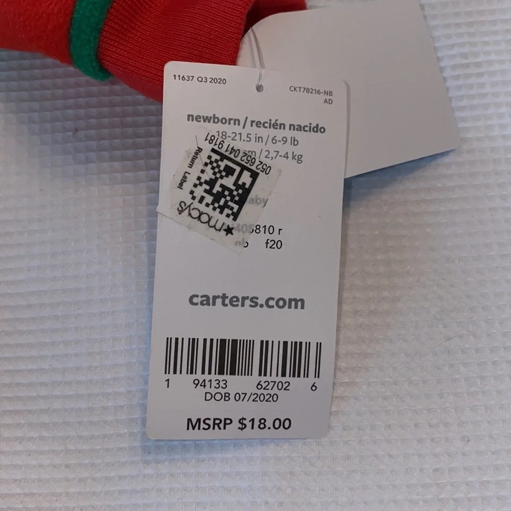 Carter’s reindeer striped bodysuit newborn